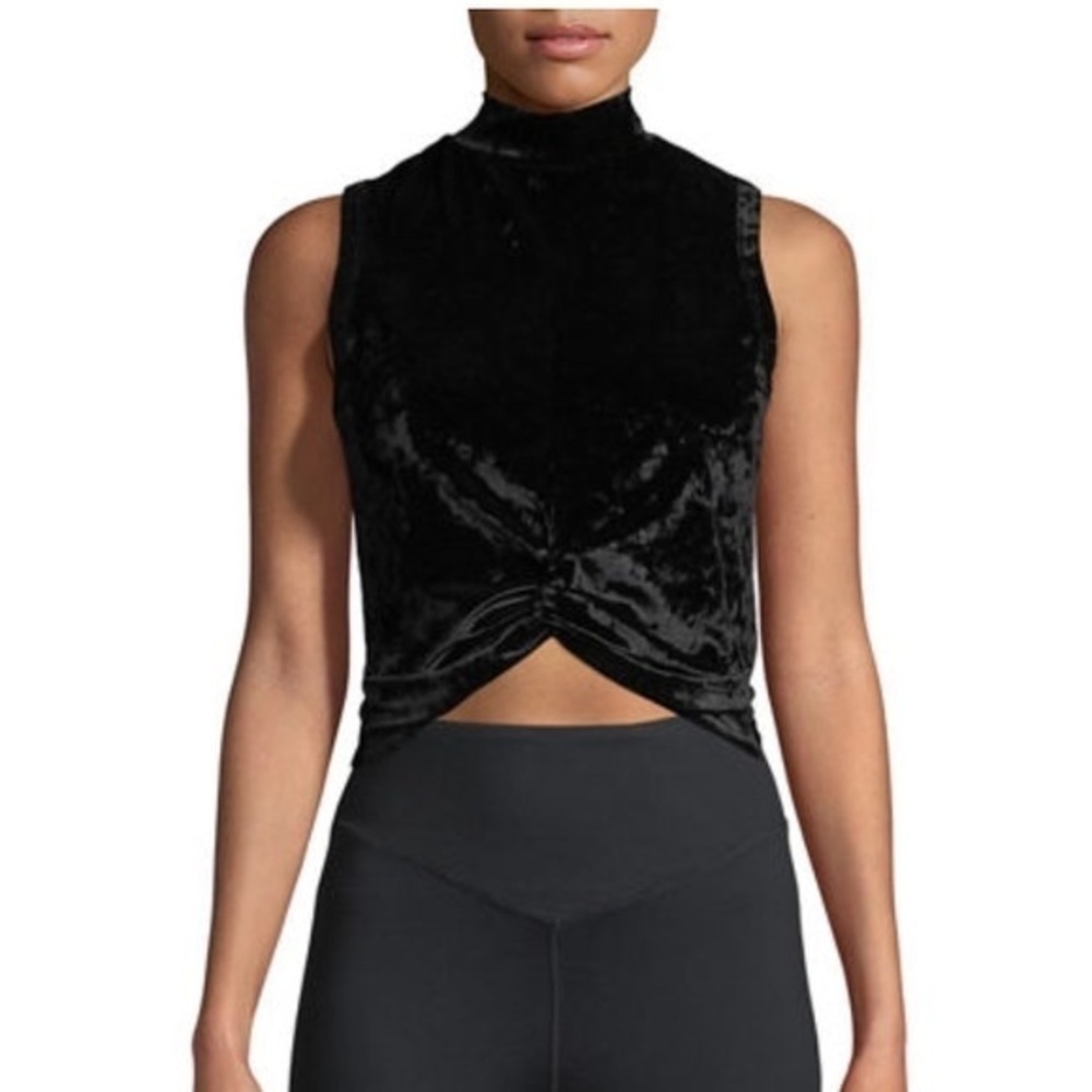 Zobha Crushed Velour Black Top, Size Medium, NWT